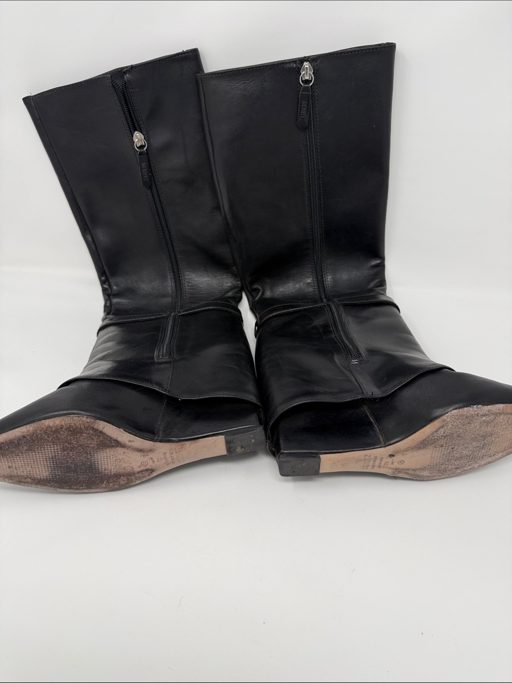 SCHUTZ Black Pointed-Toe Knee Boots with Buckle - Picture 9 of 9